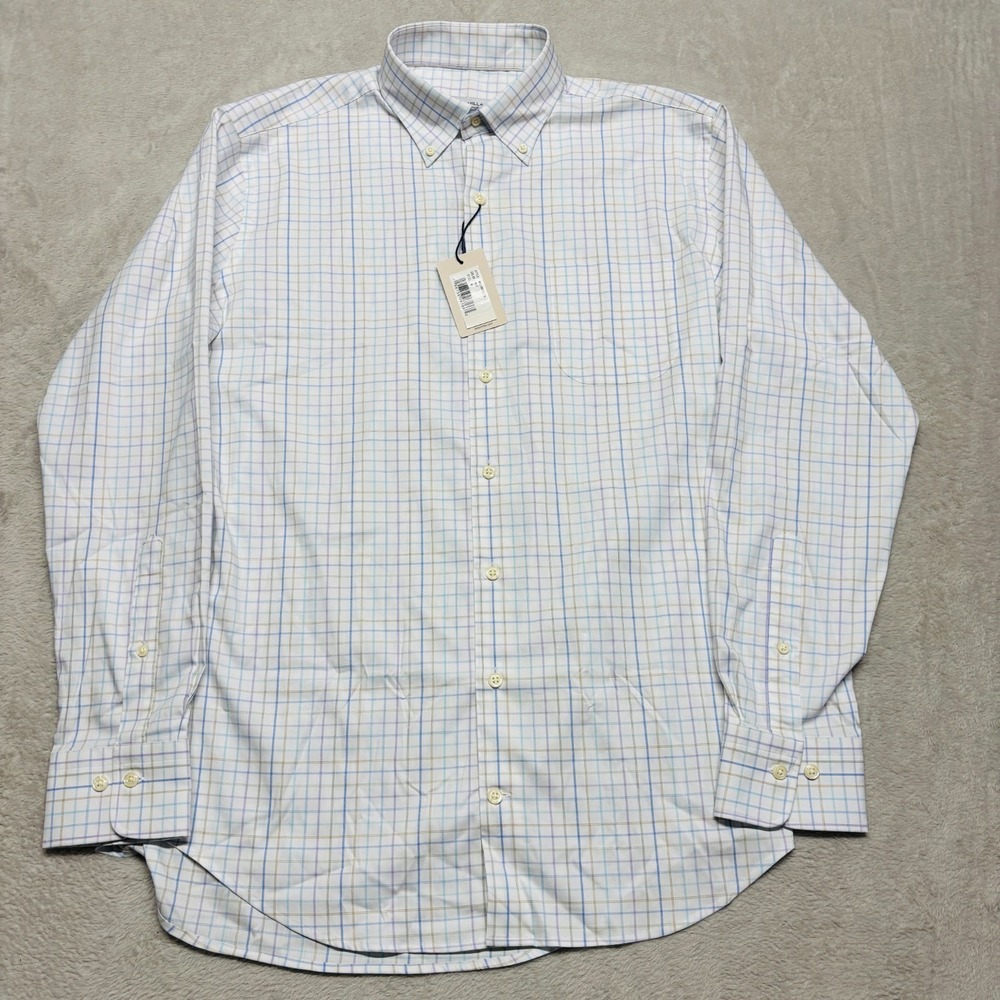 Peter Millar Crown Lite Stretch Button Down Shirt Mens M Plaid White MSRP $160 - Picture 2 of 7